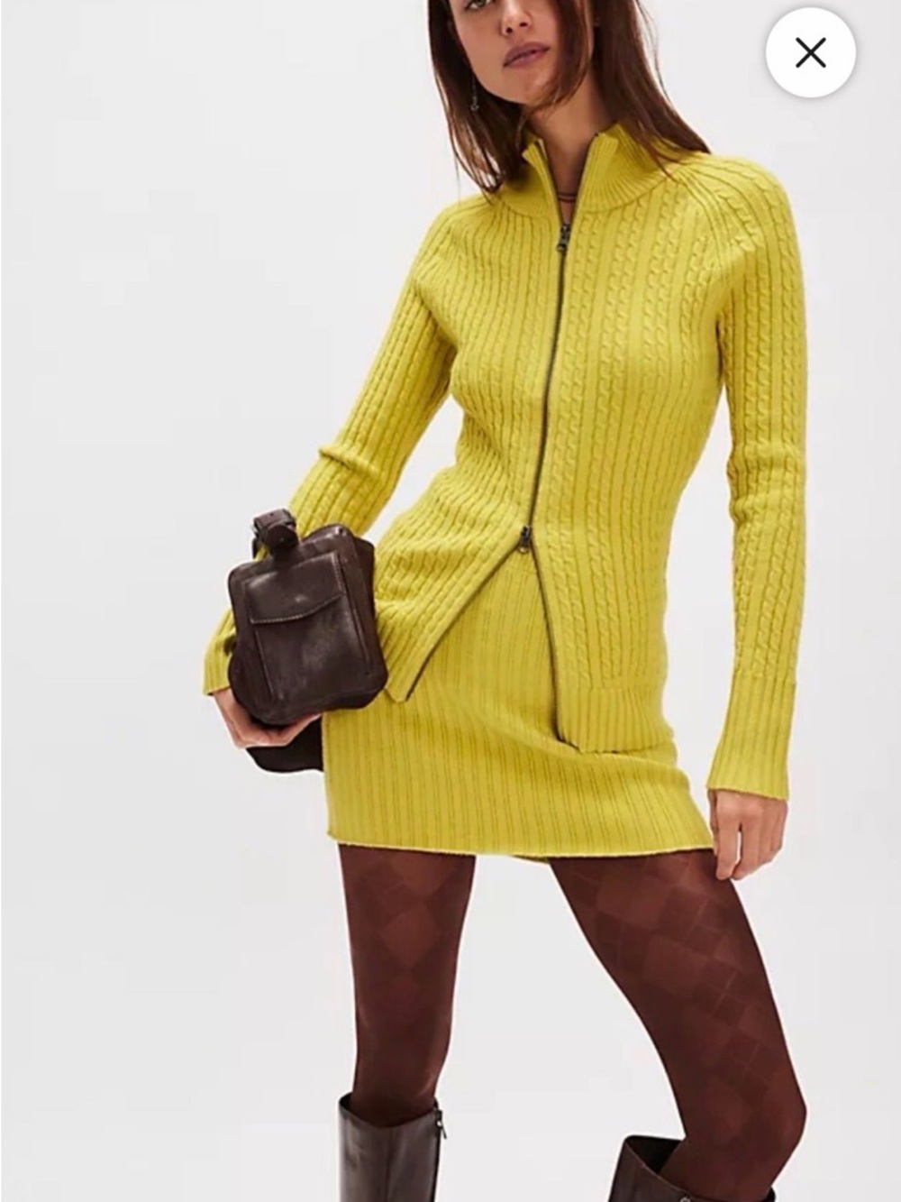 NWOT Free People Eliza Sweater Set in Chartreuse Size Large